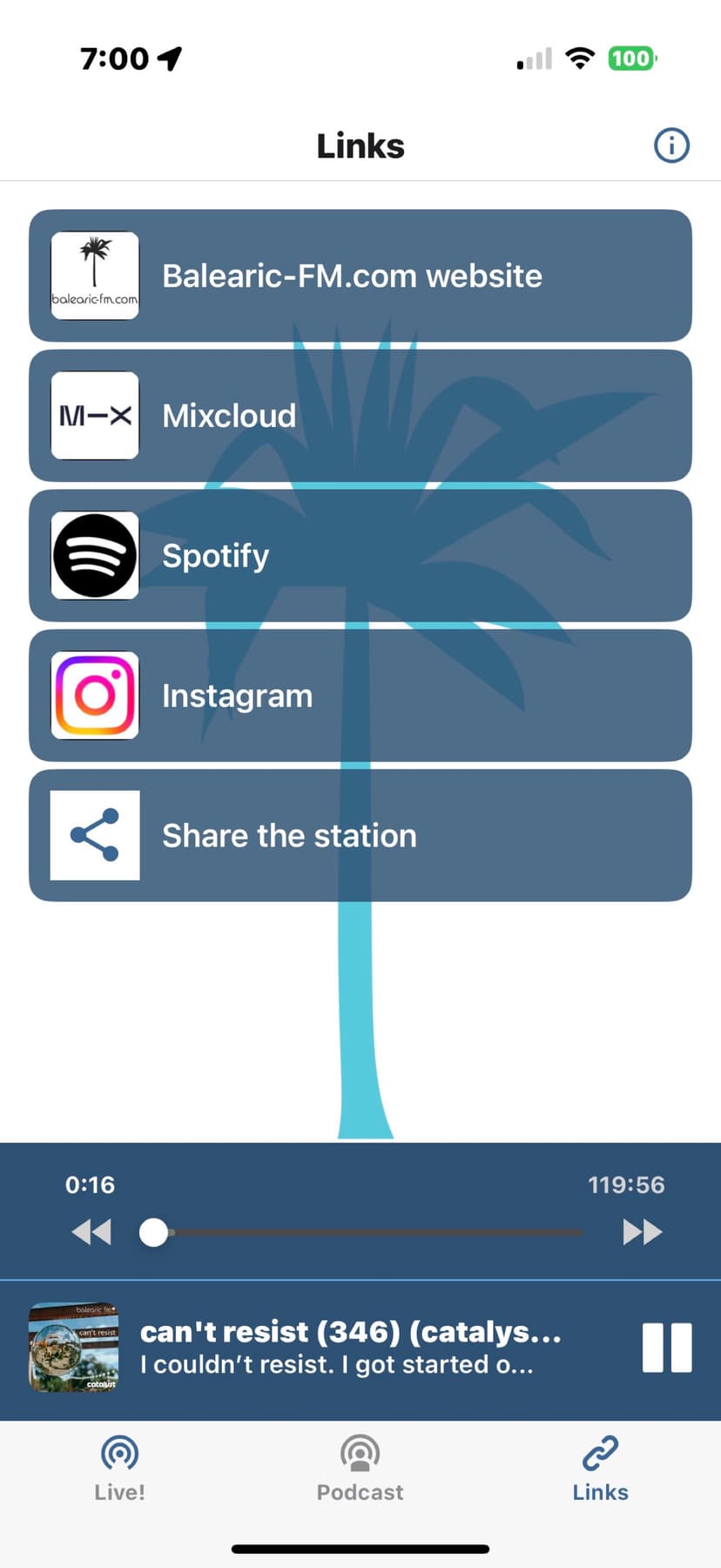 Links screen