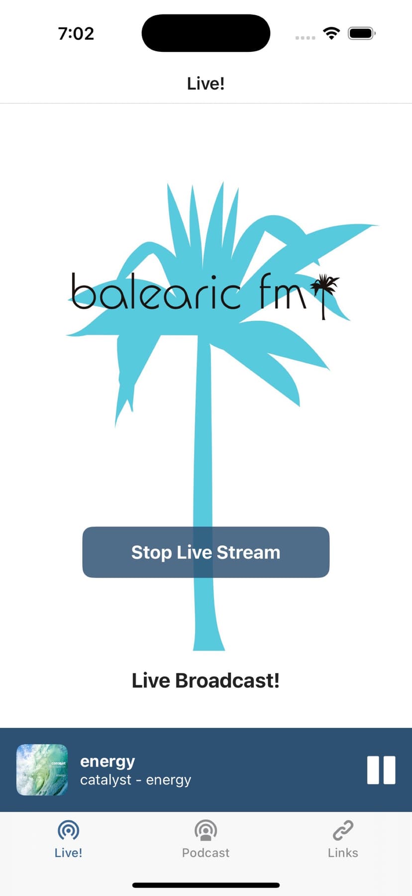 Live radio screen