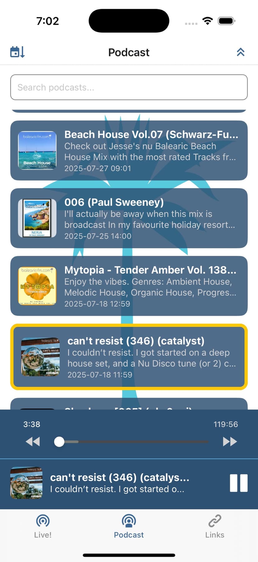 Podcast browse screen